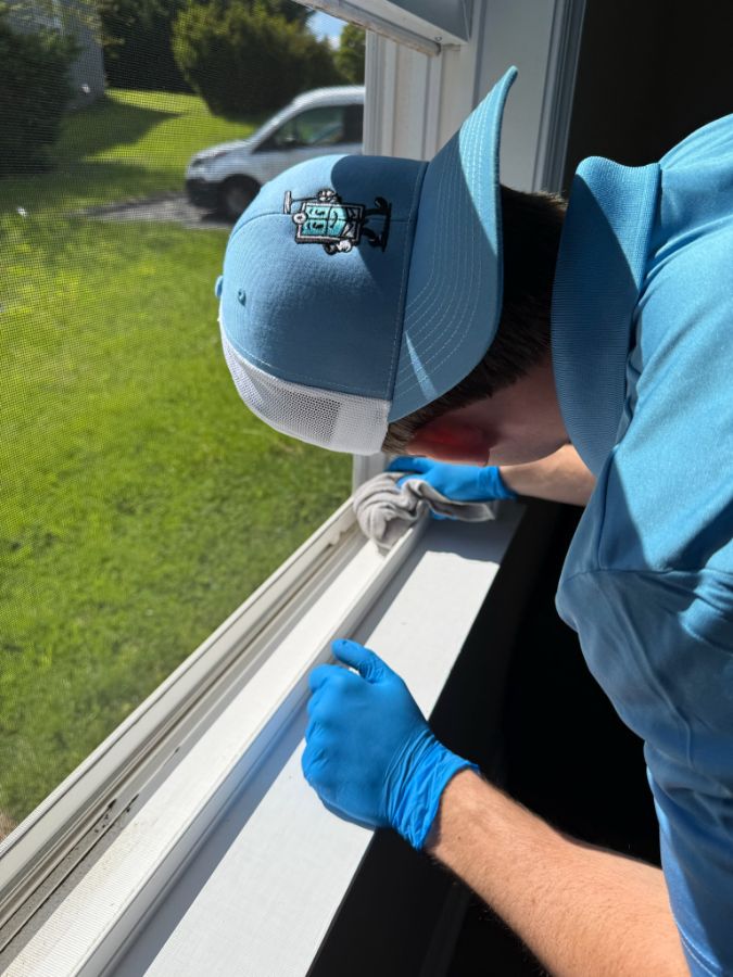 Detailing window sill and track with microfiber